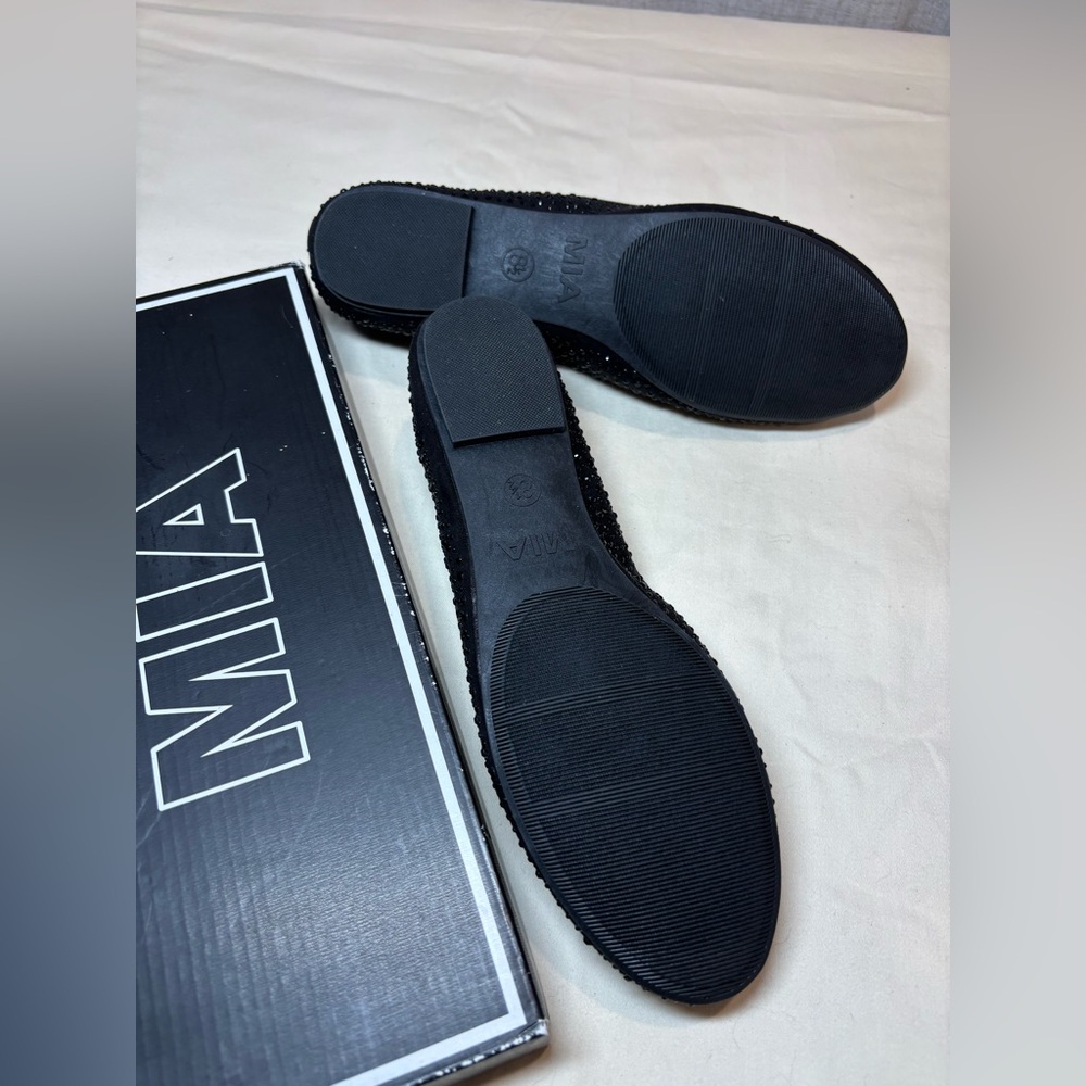 MIA black rhinestone ballet flat shoes parties dress up formal. NWT in box. 8.5 - Picture 12 of 12